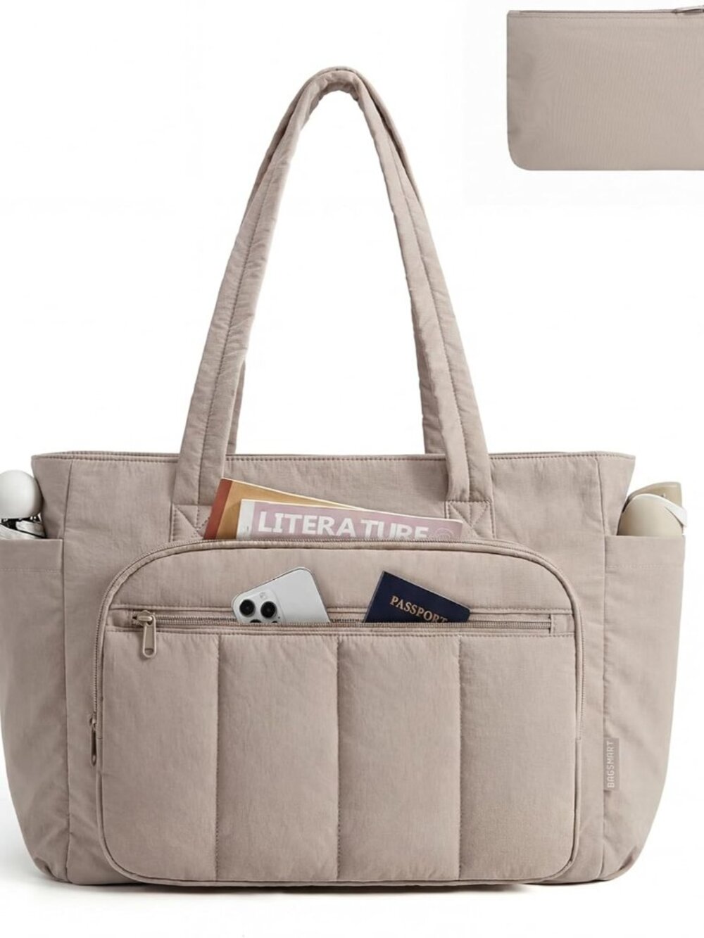 Tote Bag for Women, 2 Set Tote Bag with Zipper, Quilted Nurse Handbags for Work